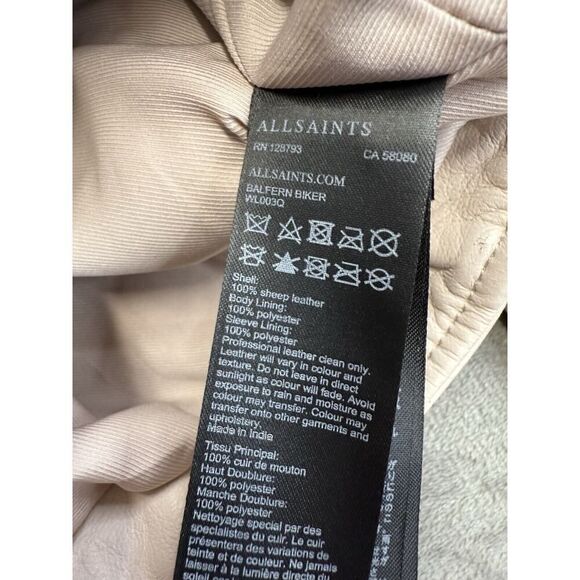 All Saints Off-White Leather Moto Jacket - Picture 12 of 13